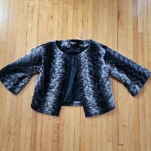 Adrienne Vittadini Black and Gray Teddy Jacket